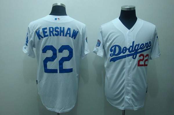 Dodgers #22 Clayton Kershaw Stitched White MLB Jersey - Click Image to Close